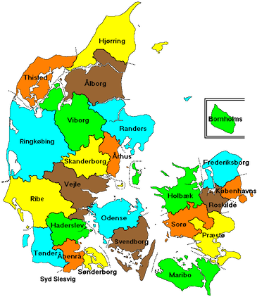 Danmarks amter indtil 1970.